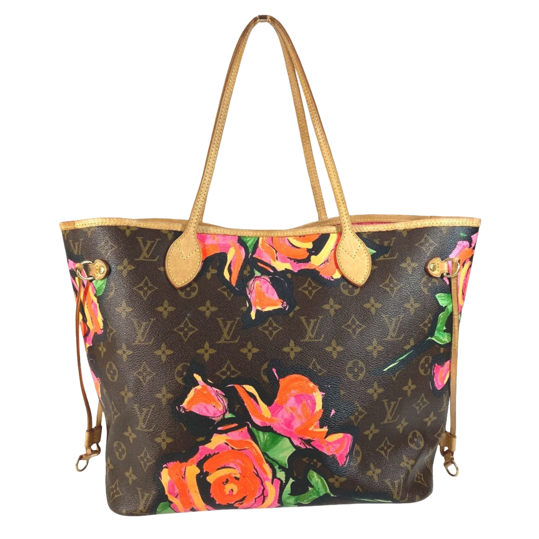 Louis Vuitton Neverfull Tote Limited Edition Monogram Roses Brown Canvas Tote Bag Bag (Pre-Owned)