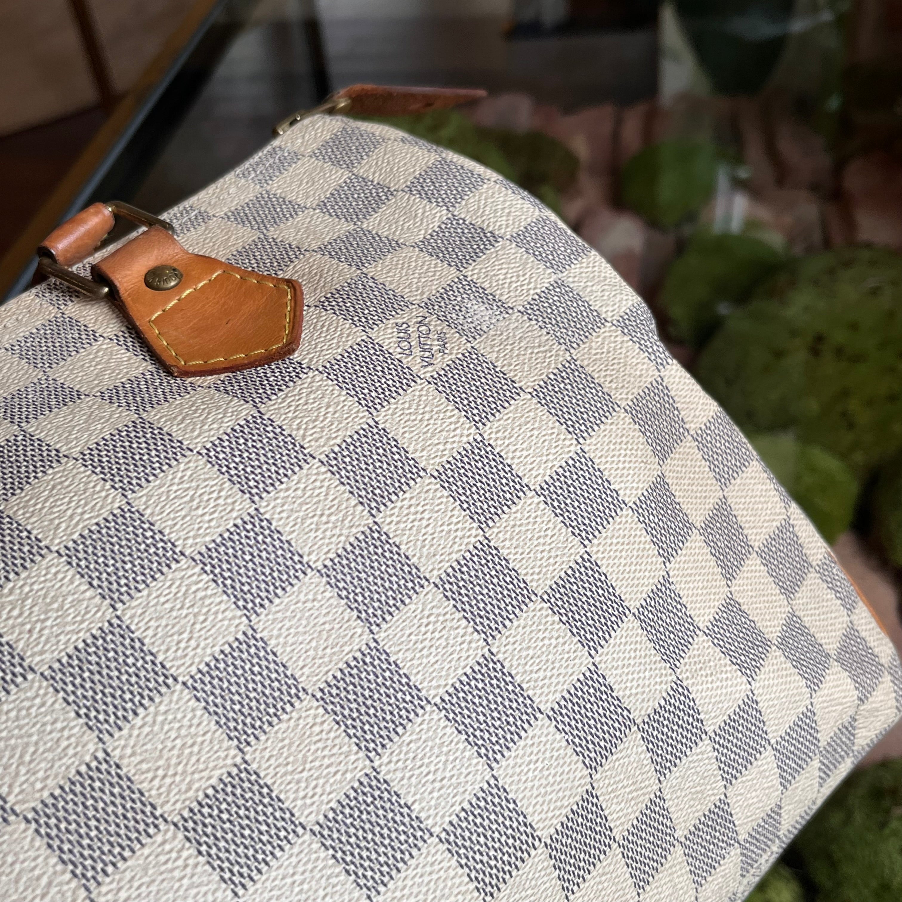 LOUIS VUITTON Speedy 30 Damier Azur Canvas Satchel