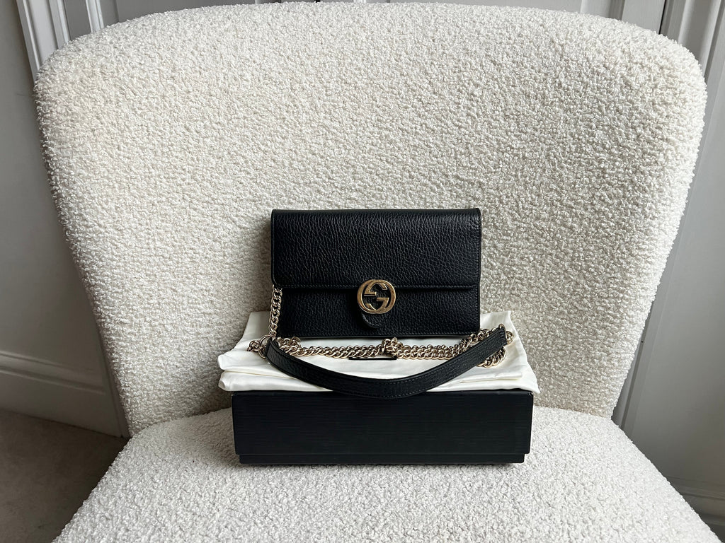 Gucci Black Interlocking GG Chain Wallet