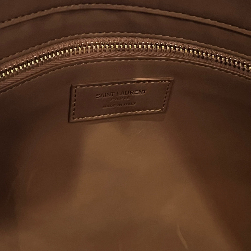 SAINT LAURENT Rive Gauche Raffia Linen Calfskin Tote