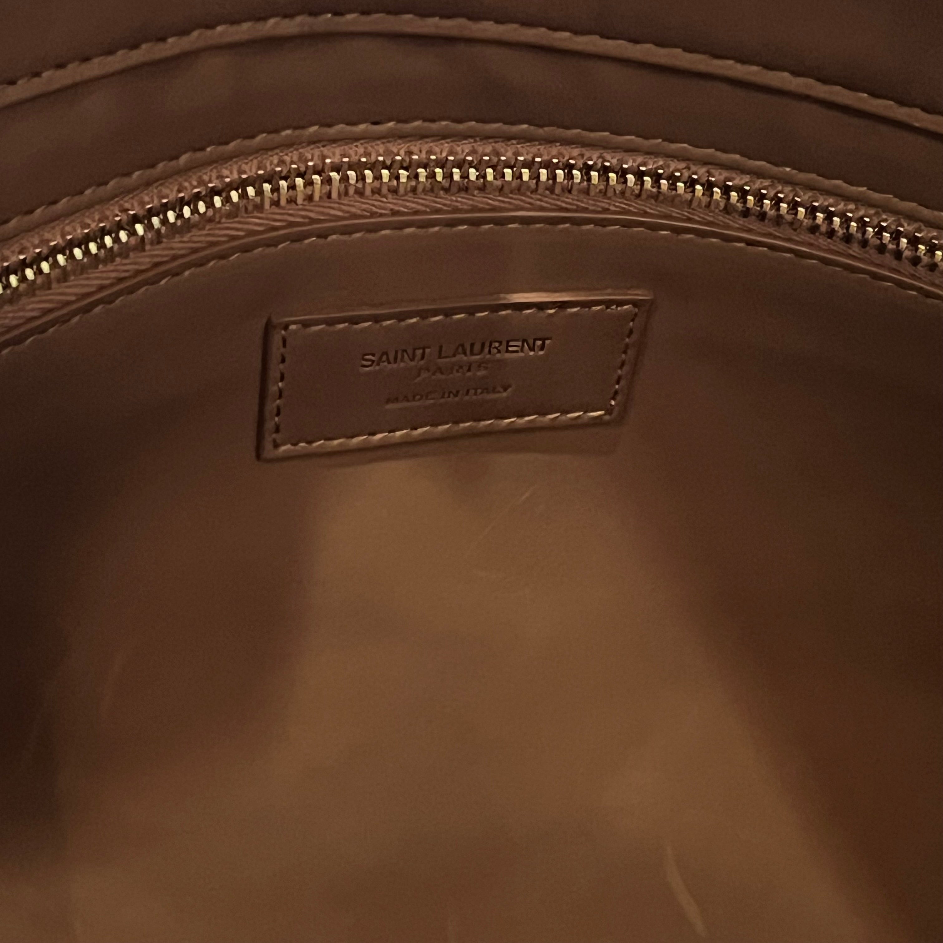 SAINT LAURENT Rive Gauche Raffia Linen Calfskin Tote