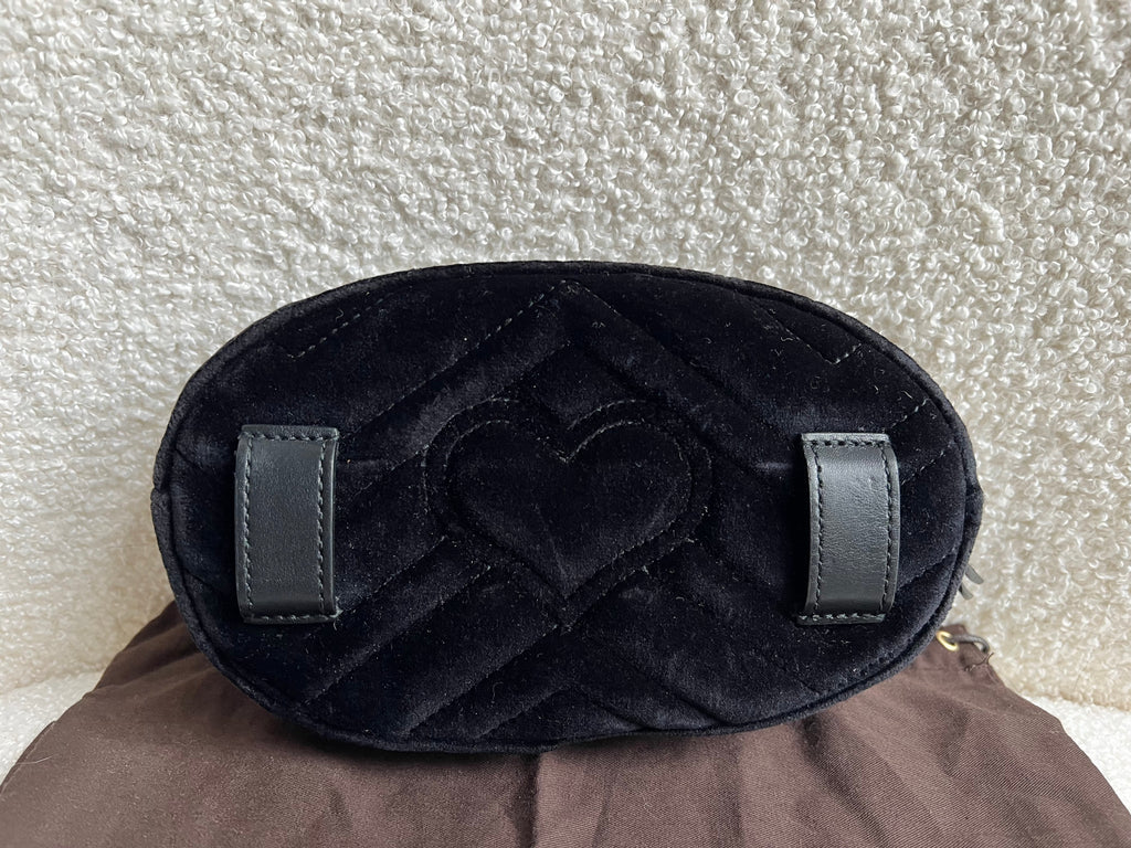 Gucci GG Black Velvet Marmont Belt Bag