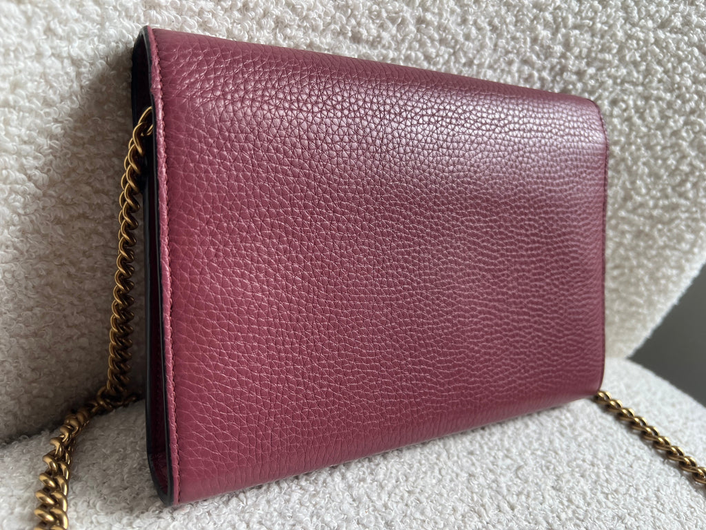 Gucci Rose Pink GG Marmont Chain Wallet (RRP £1195)