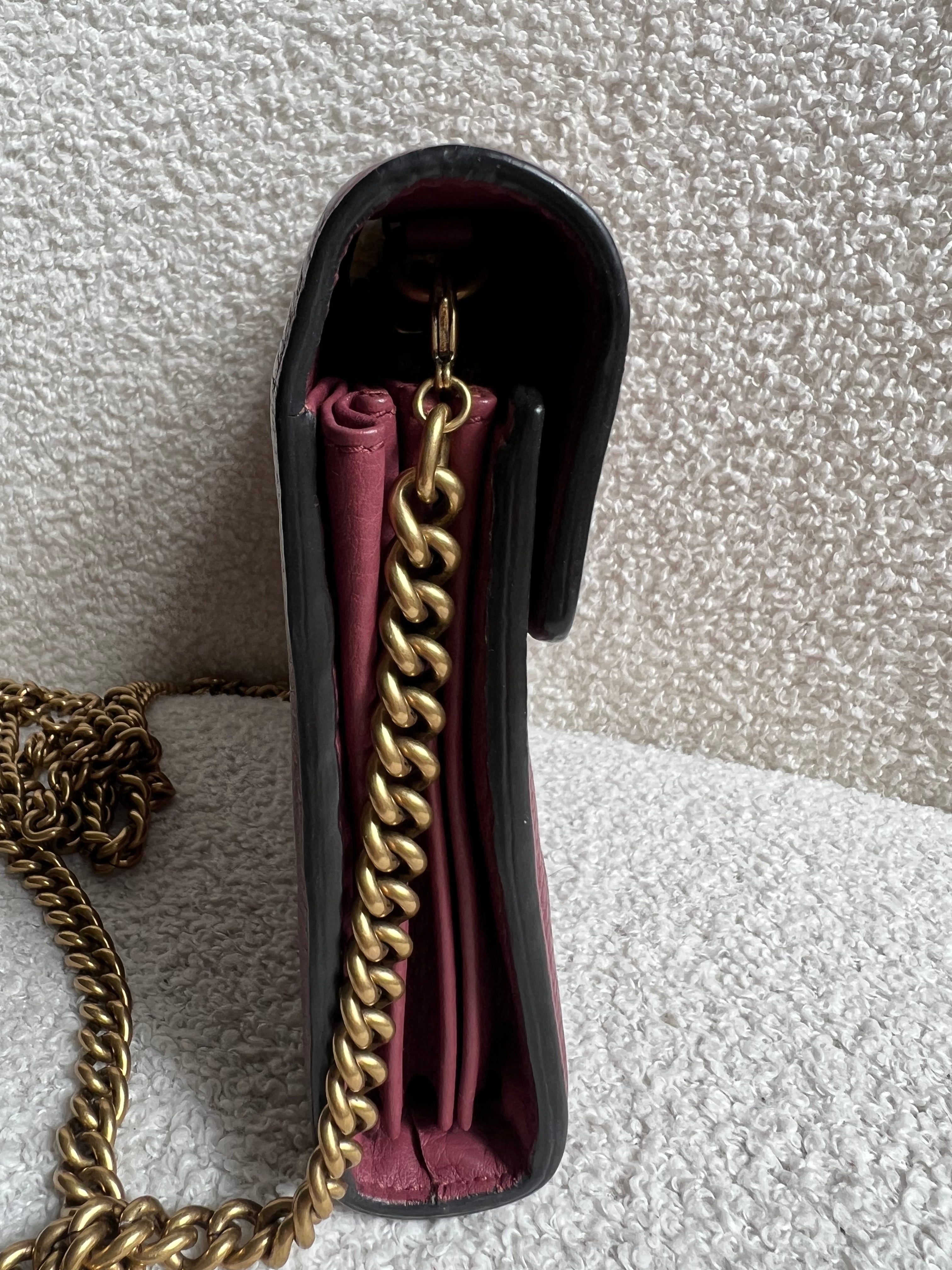 Gucci Rose Pink GG Marmont Chain Wallet (RRP £1195)