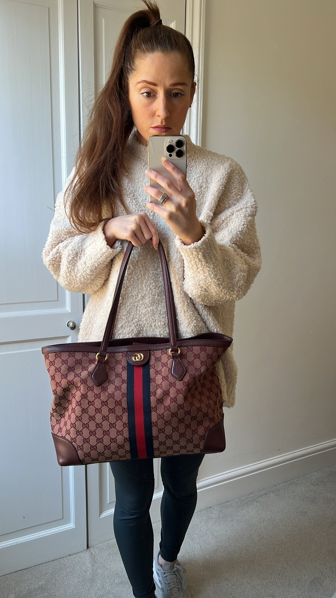 Gucci Burgundy Ophidia GG Supreme Medium Tote