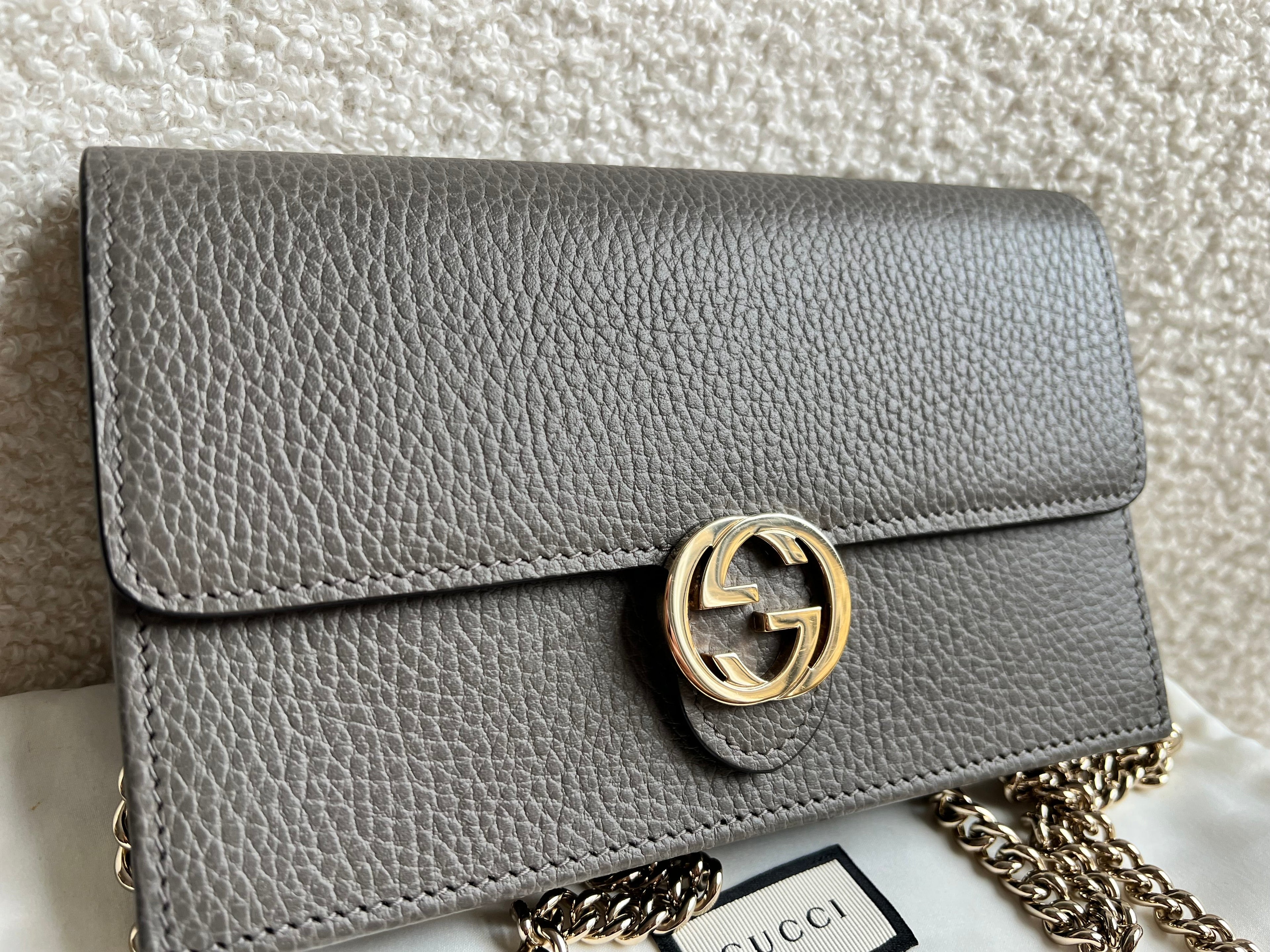 Gucci Dollar Grey Interlocking Chain Wallet