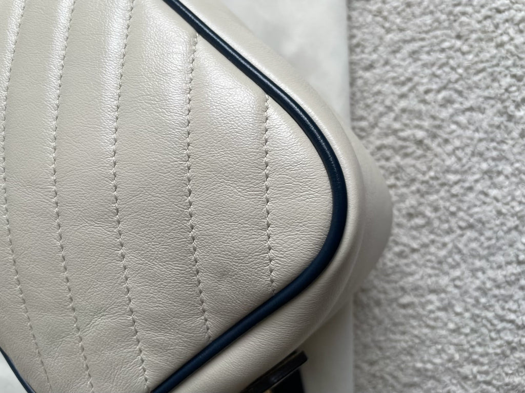 Gucci Torchon GG White Marmont Small Shoulder Bag
