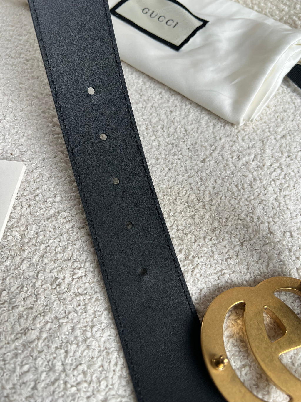 Gucci GG Marmont Black Wide Leather Belt with Shiny Gold Buckle (RRP £410)
