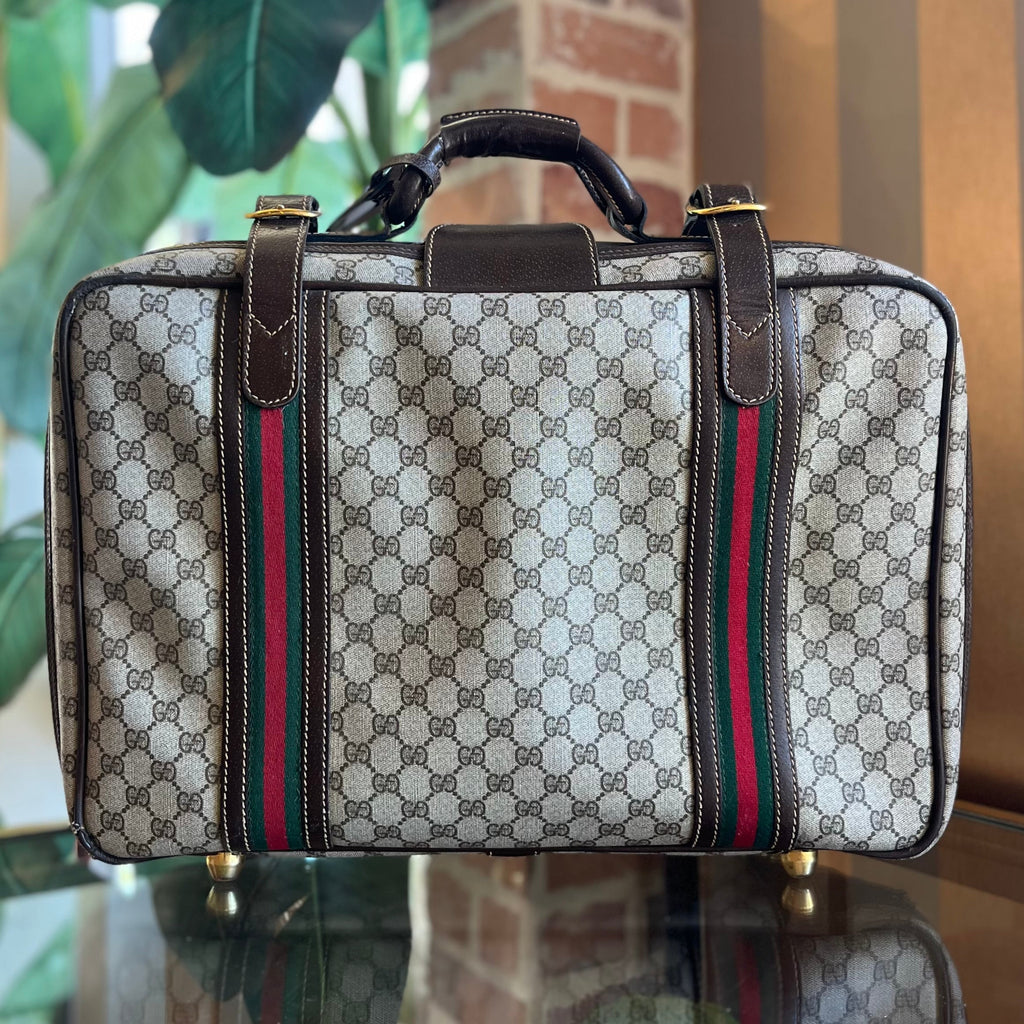 GUCCI Beige GG Supreme Canvas Vintage Suitcase
