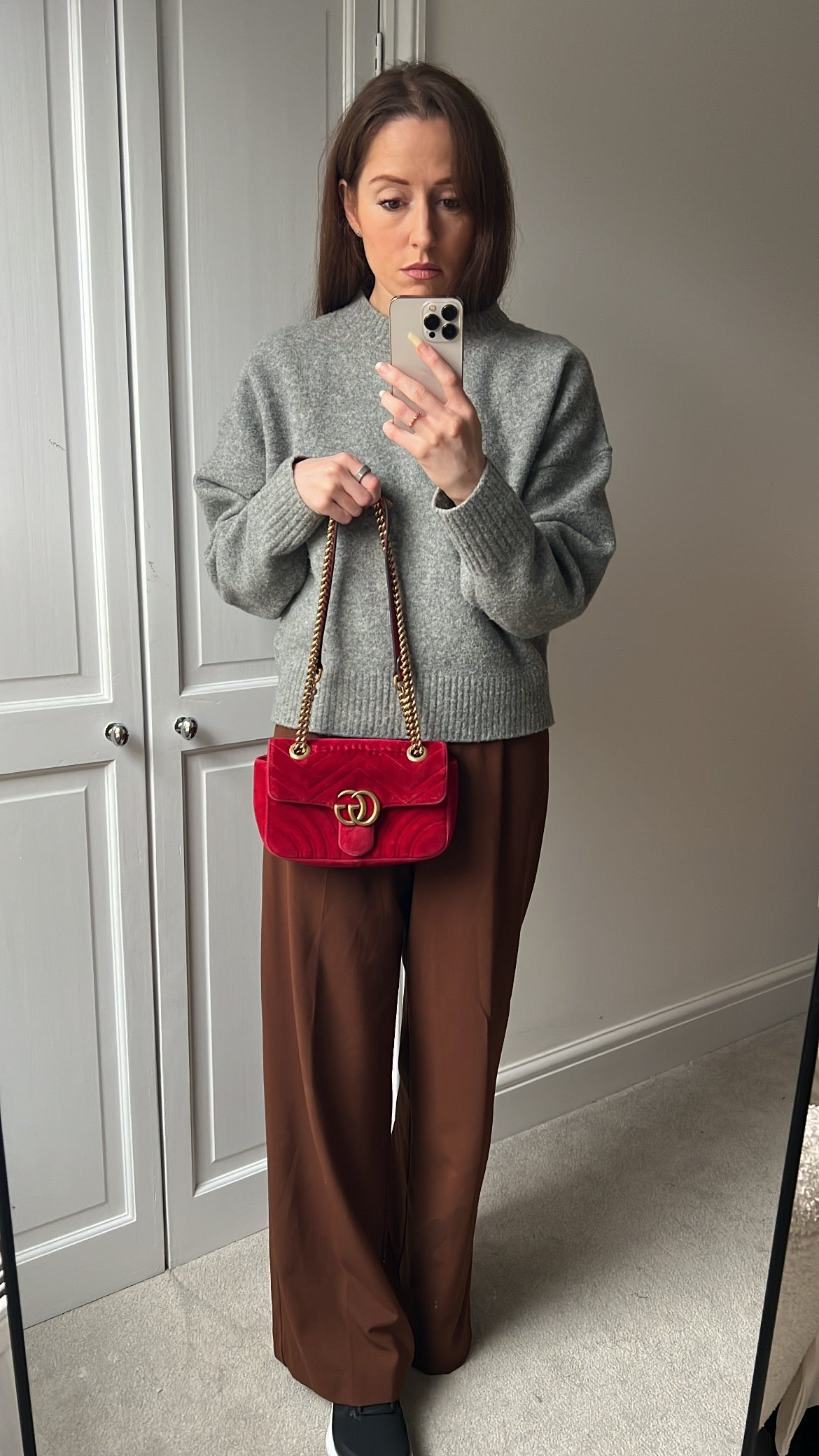 Gucci GG Mini Red Velvet Marmont Mini Shoulder Bag (RRP £1295)