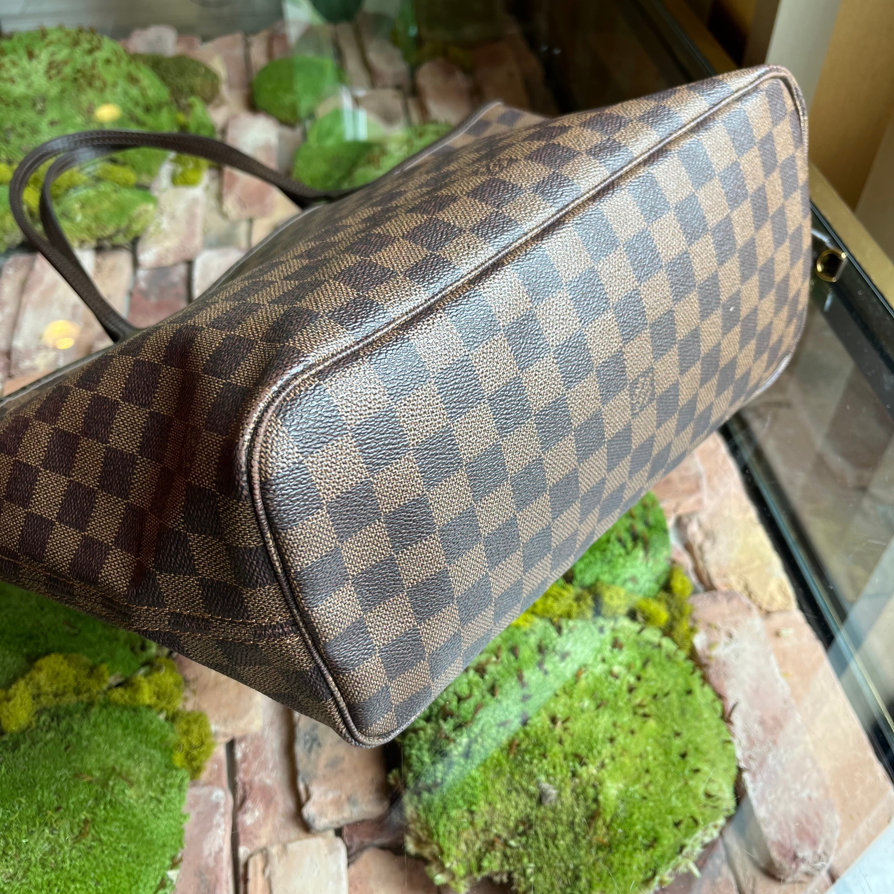 LOUIS VUITTON Neverfull MM Damier Ebene Brown Canvas Tote Bag