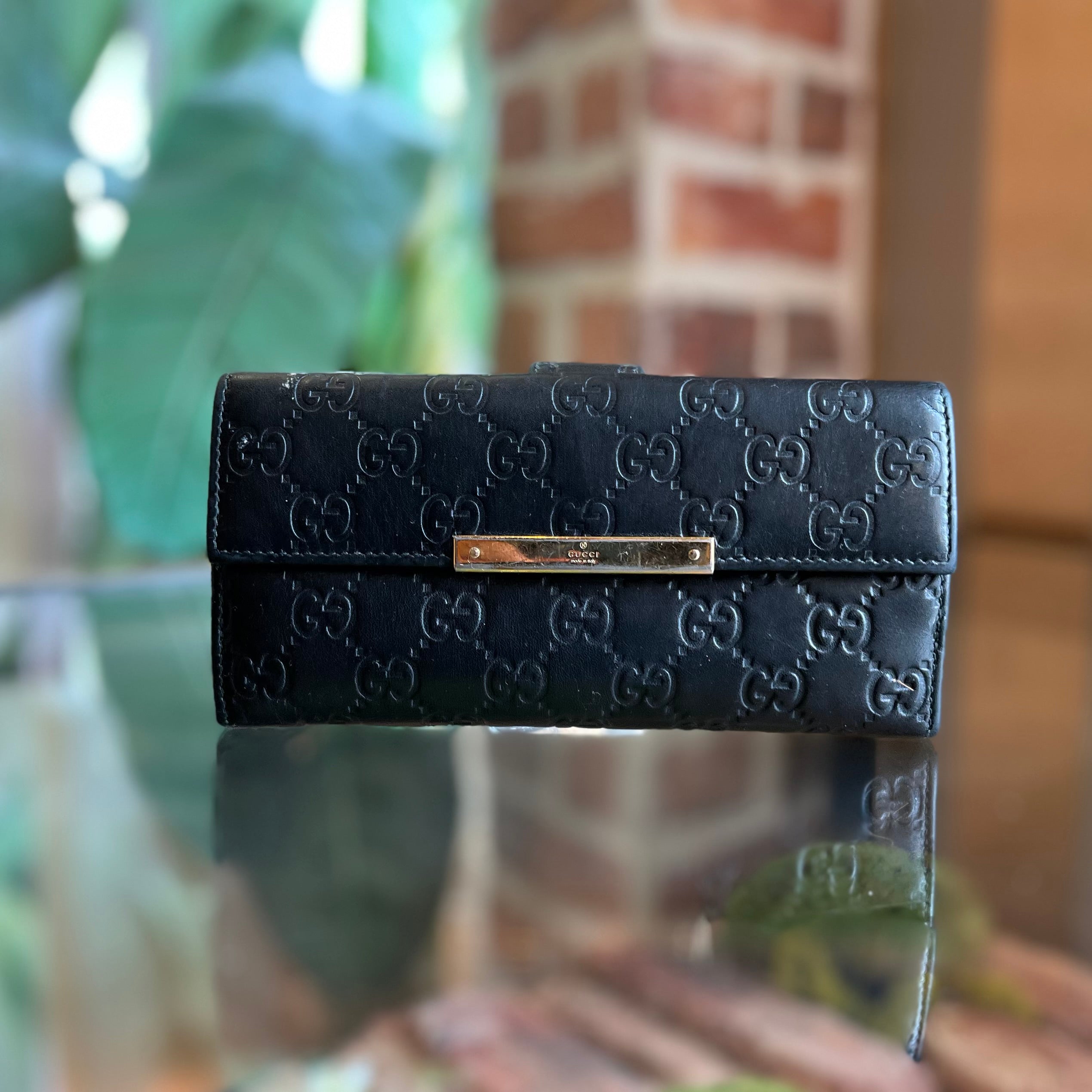 GUCCI GG Signature Black Leather Continental Wallet