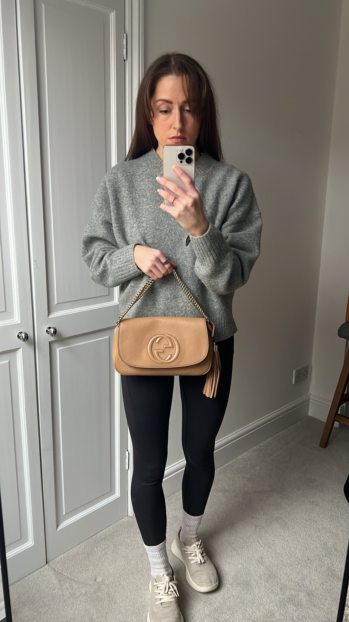 Gucci Beige Soho Chain Crossbody Flap Bag