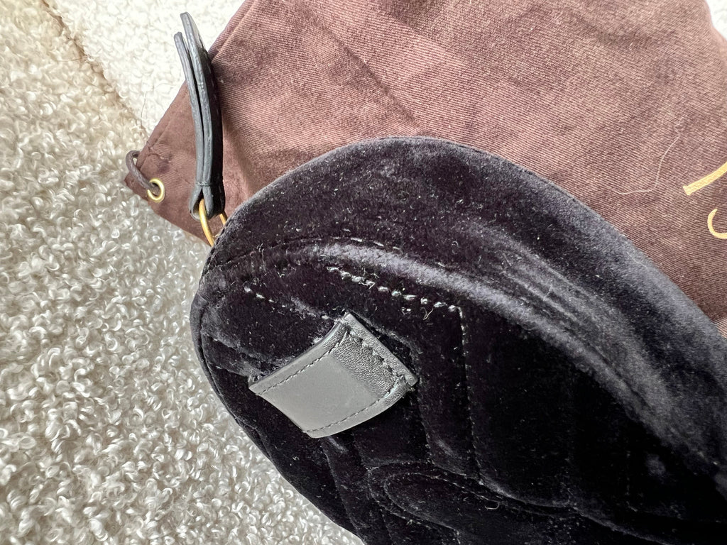 Gucci GG Black Velvet Marmont Belt Bag
