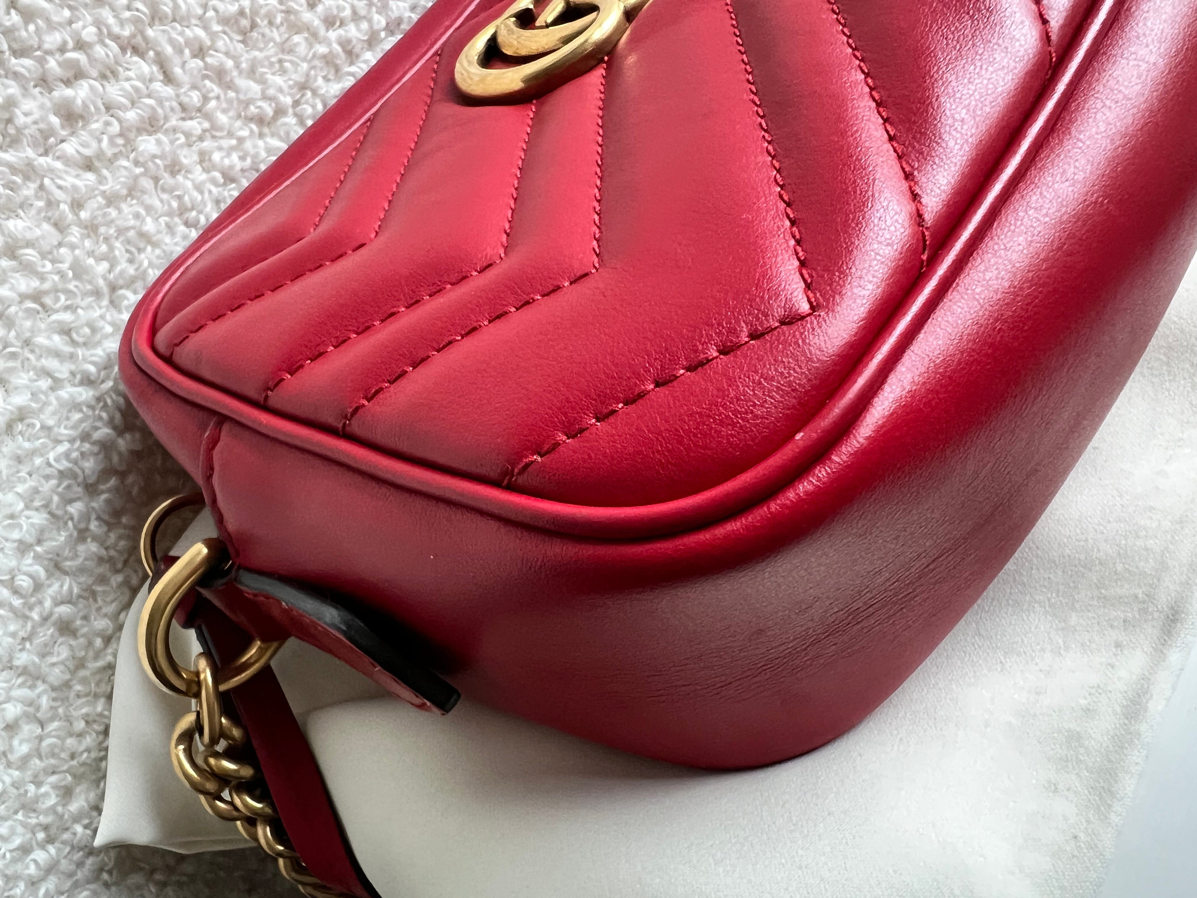 Gucci GG Hibiscus Red Marmont Mini Shoulder Bag (RRP £1360)