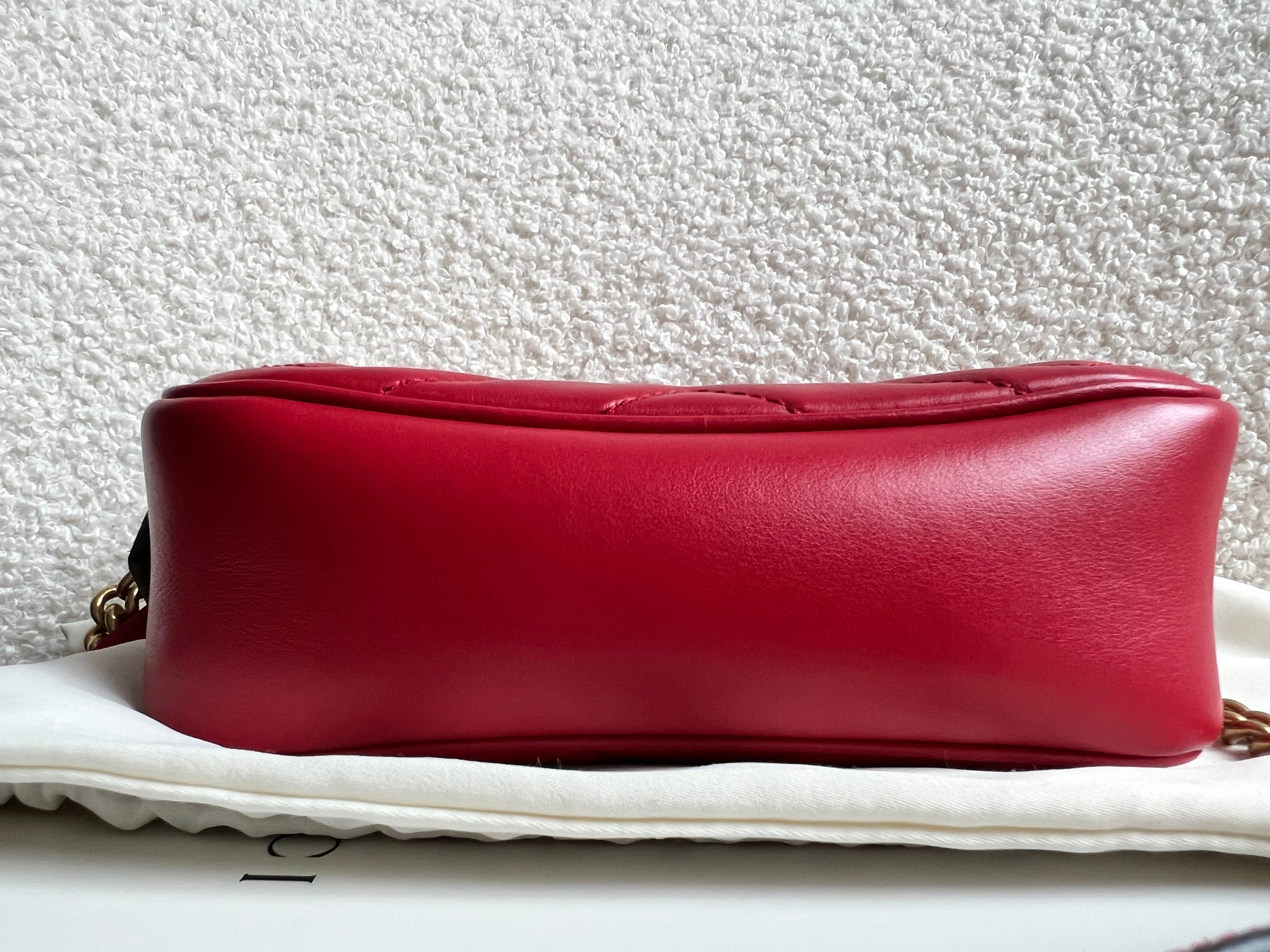 Gucci GG Hibiscus Red Marmont Mini Shoulder Bag (RRP £1360)