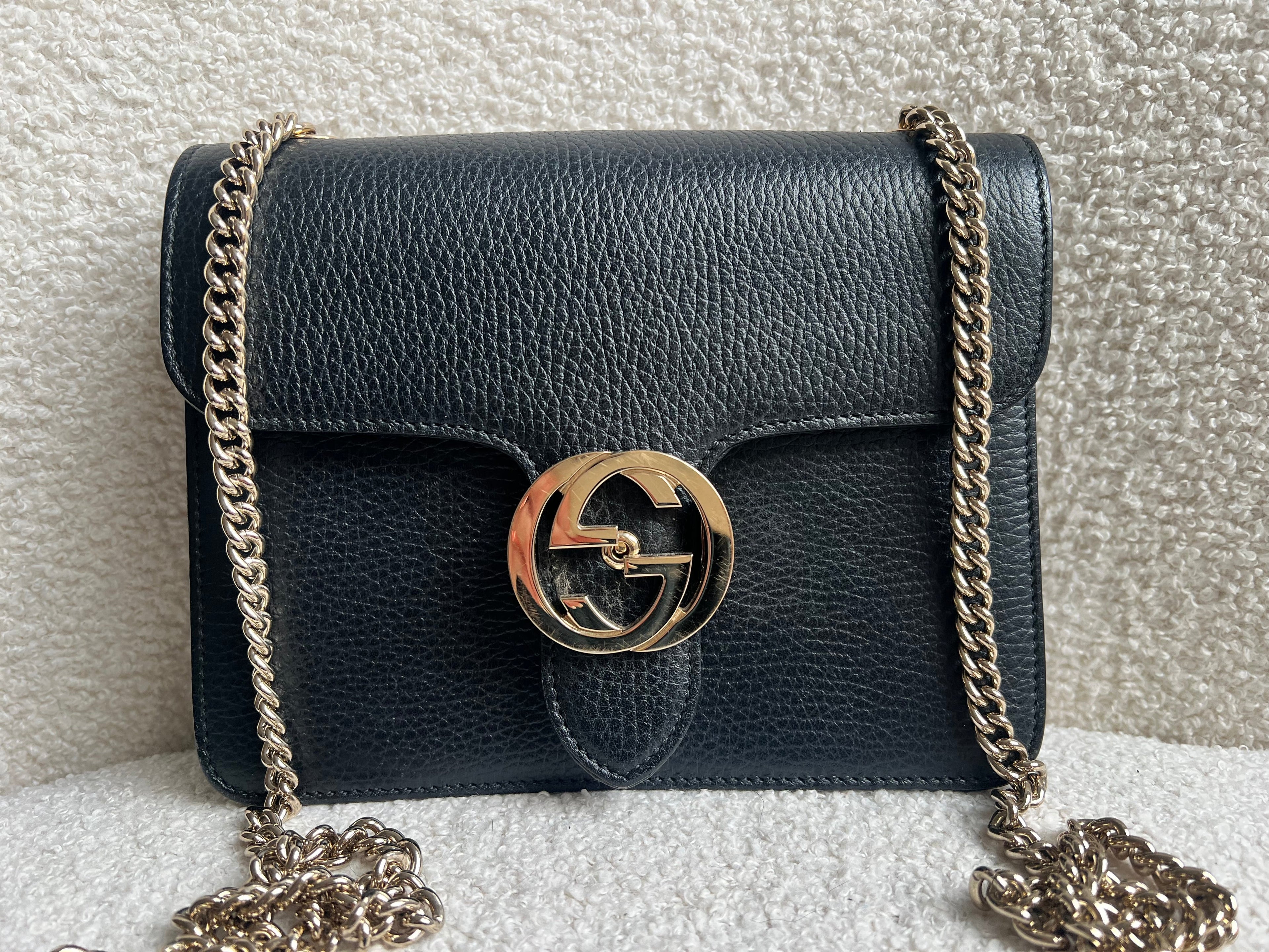 Gucci Interlocking GG Black Small Shoulder Bag