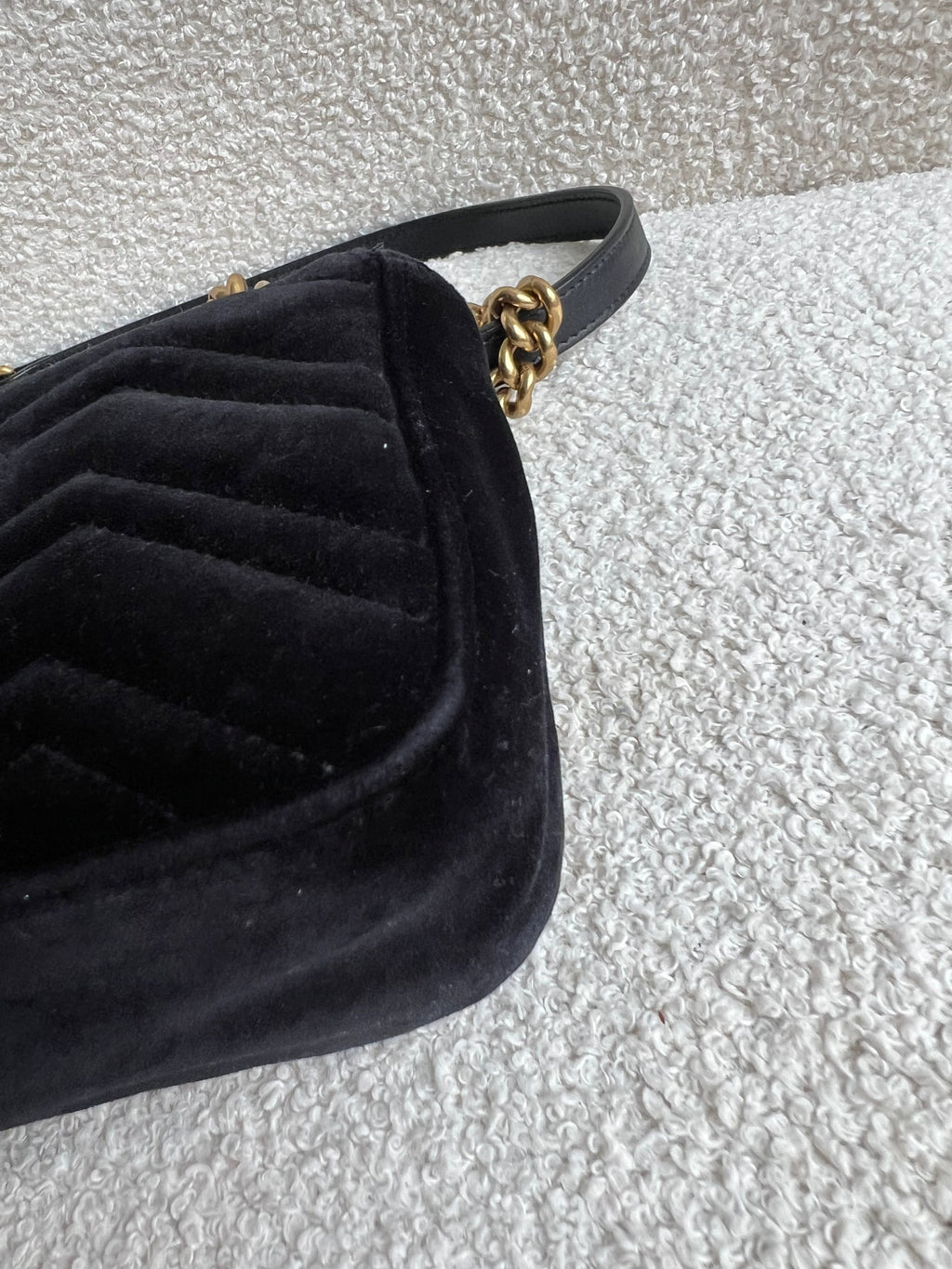 Gucci GG Black Velvet Marmont Mini Shoulder Bag (RRP £1395)