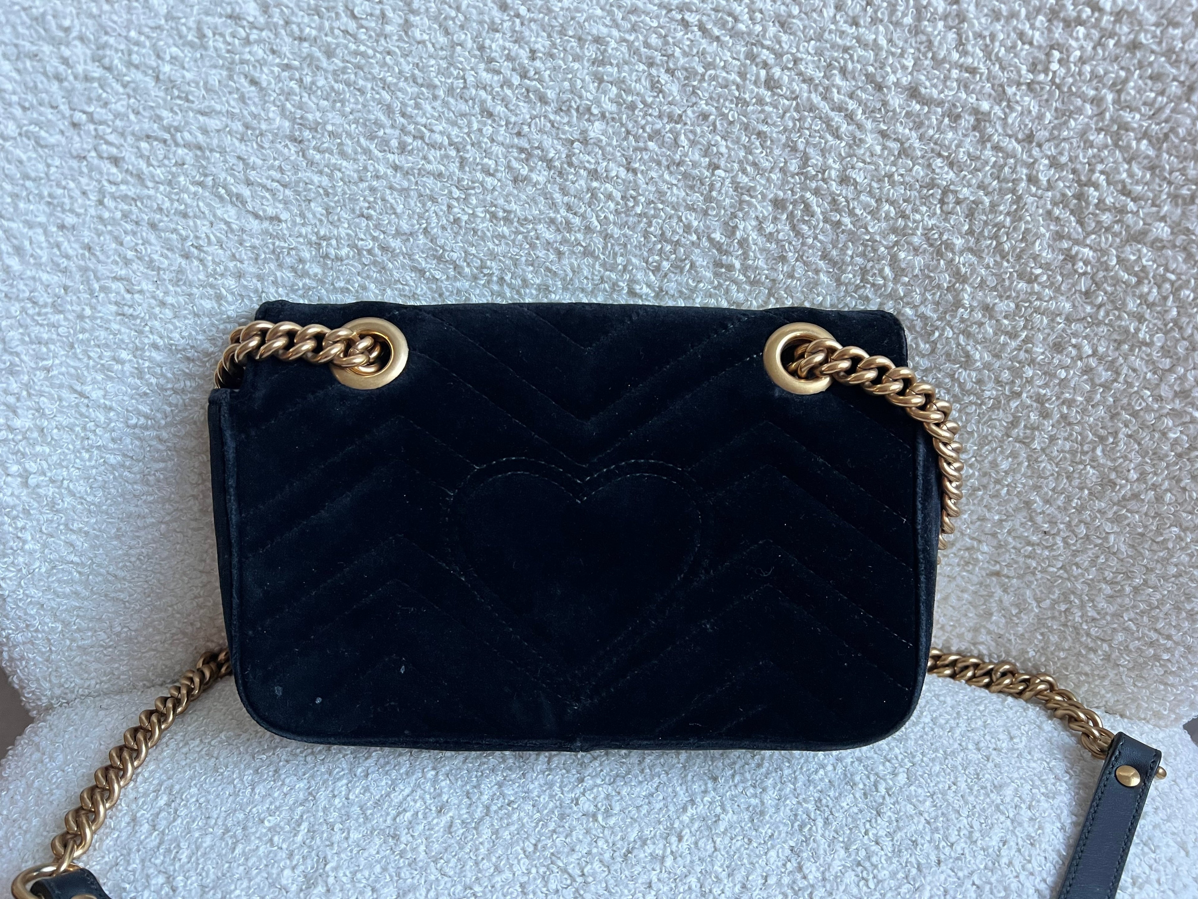 Gucci GG Black Velvet Marmont Mini Shoulder Bag (RRP £1395)