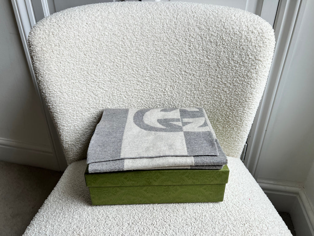 Gucci Grey GG Wool Scarf