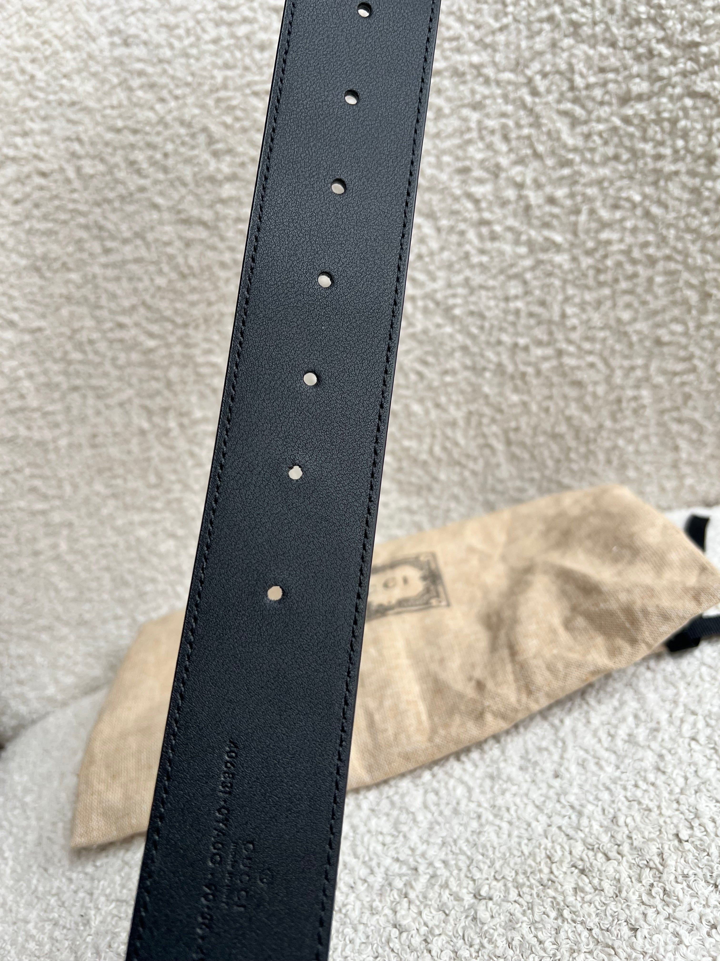 Gucci GG Marmont Black Wide Leather Belt with Shiny Gold Buckle (RRP £410)