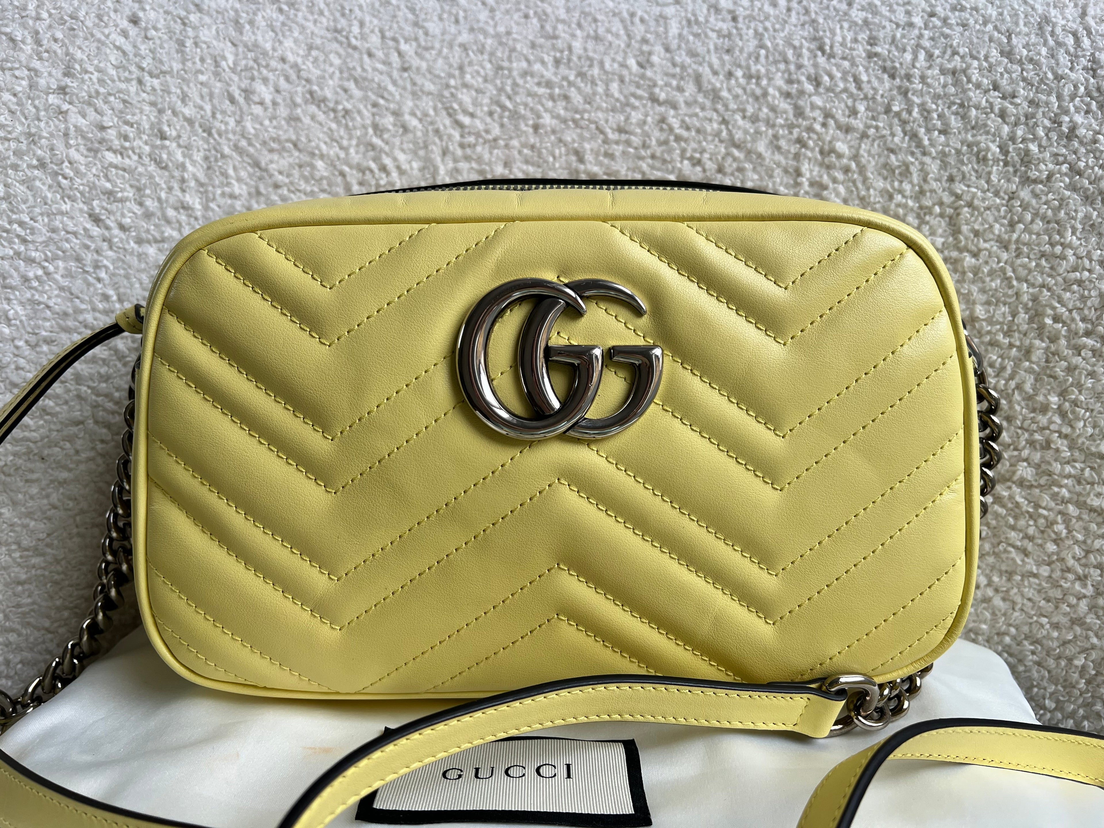 Gucci GG Pale Yellow Marmont Small Shoulder Bag (RRP £1440)