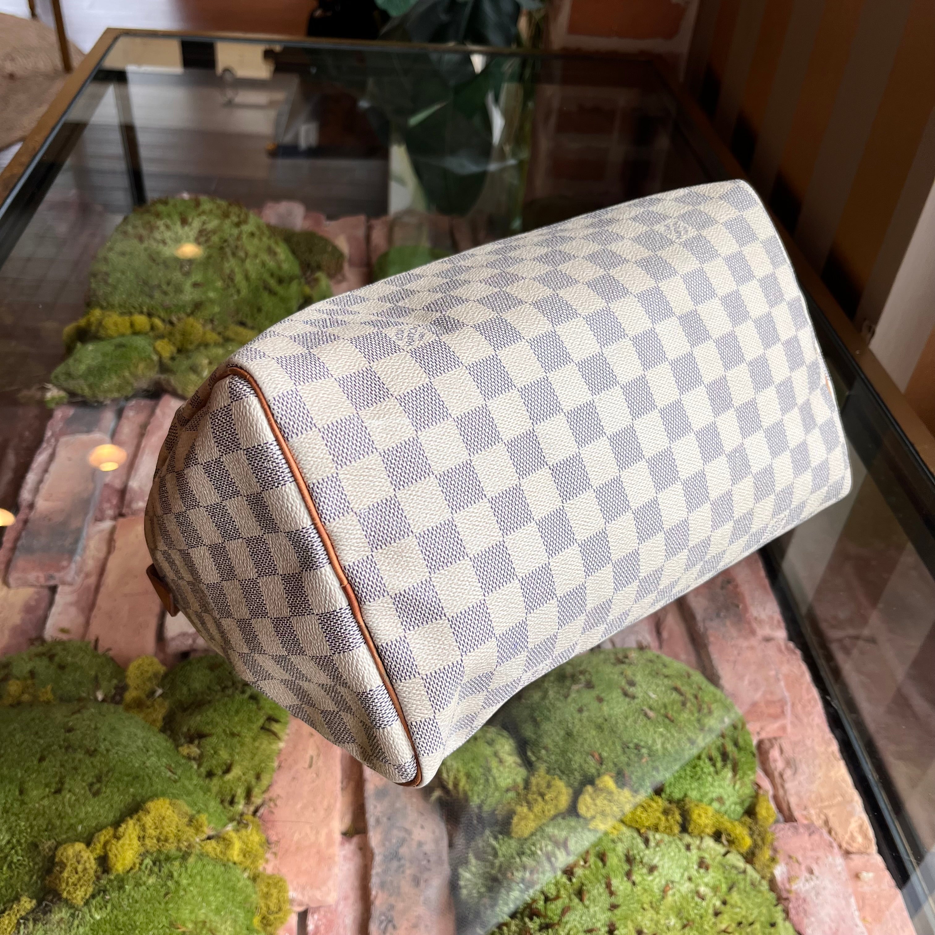 LOUIS VUITTON Speedy 30 Damier Azur Canvas Satchel