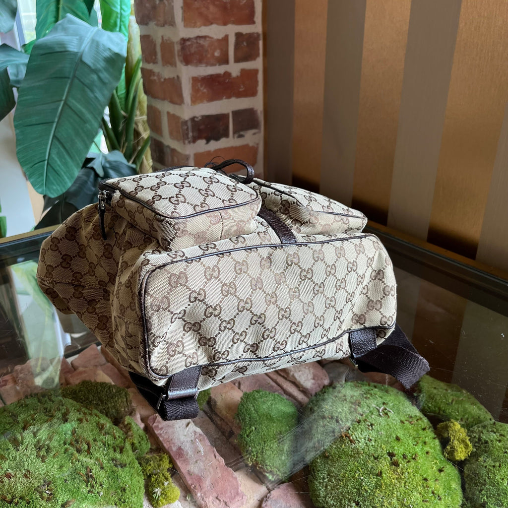GUCCI Piston Lock GG Monogram Canvas Backpack