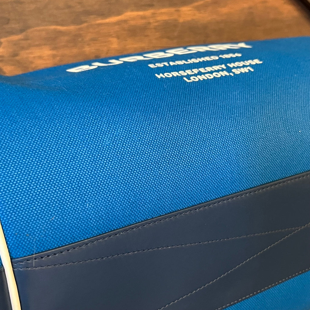 BURBERRY Kennedy Blue Canvas Duffle Bag