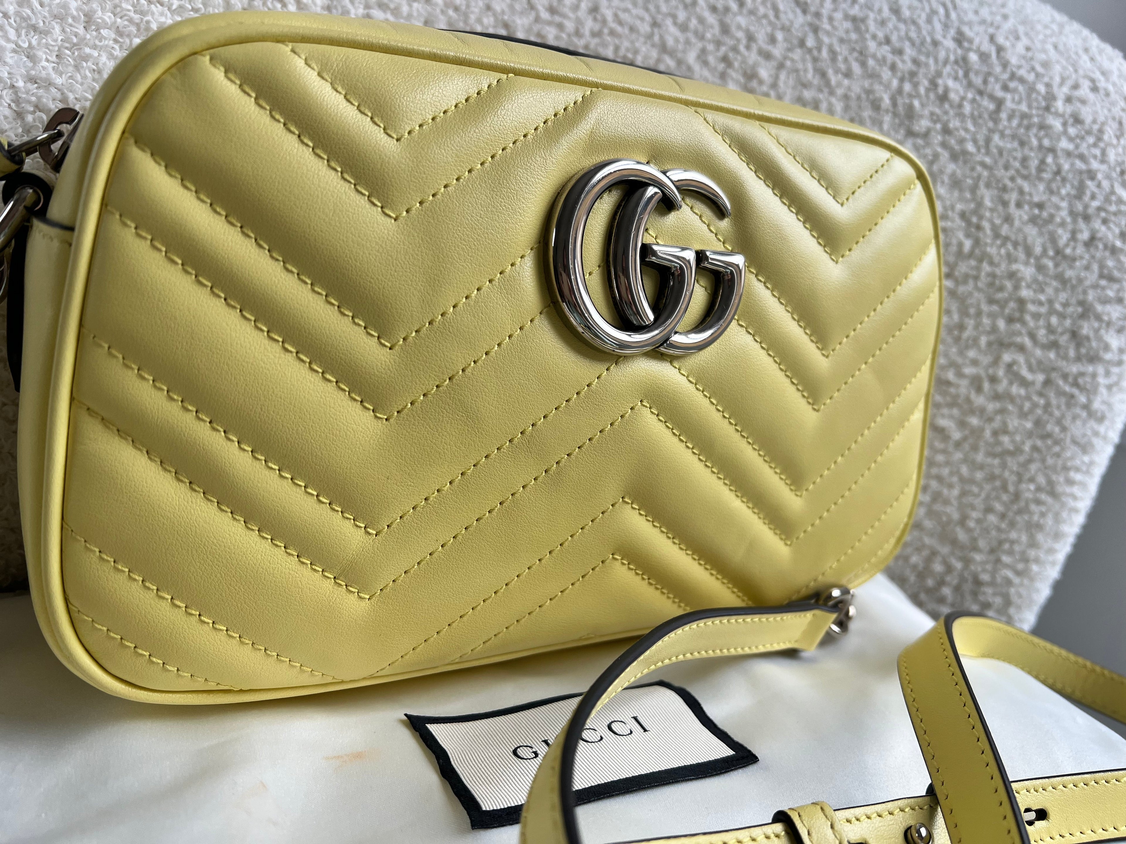 Gucci GG Pale Yellow Marmont Small Shoulder Bag (RRP £1440)