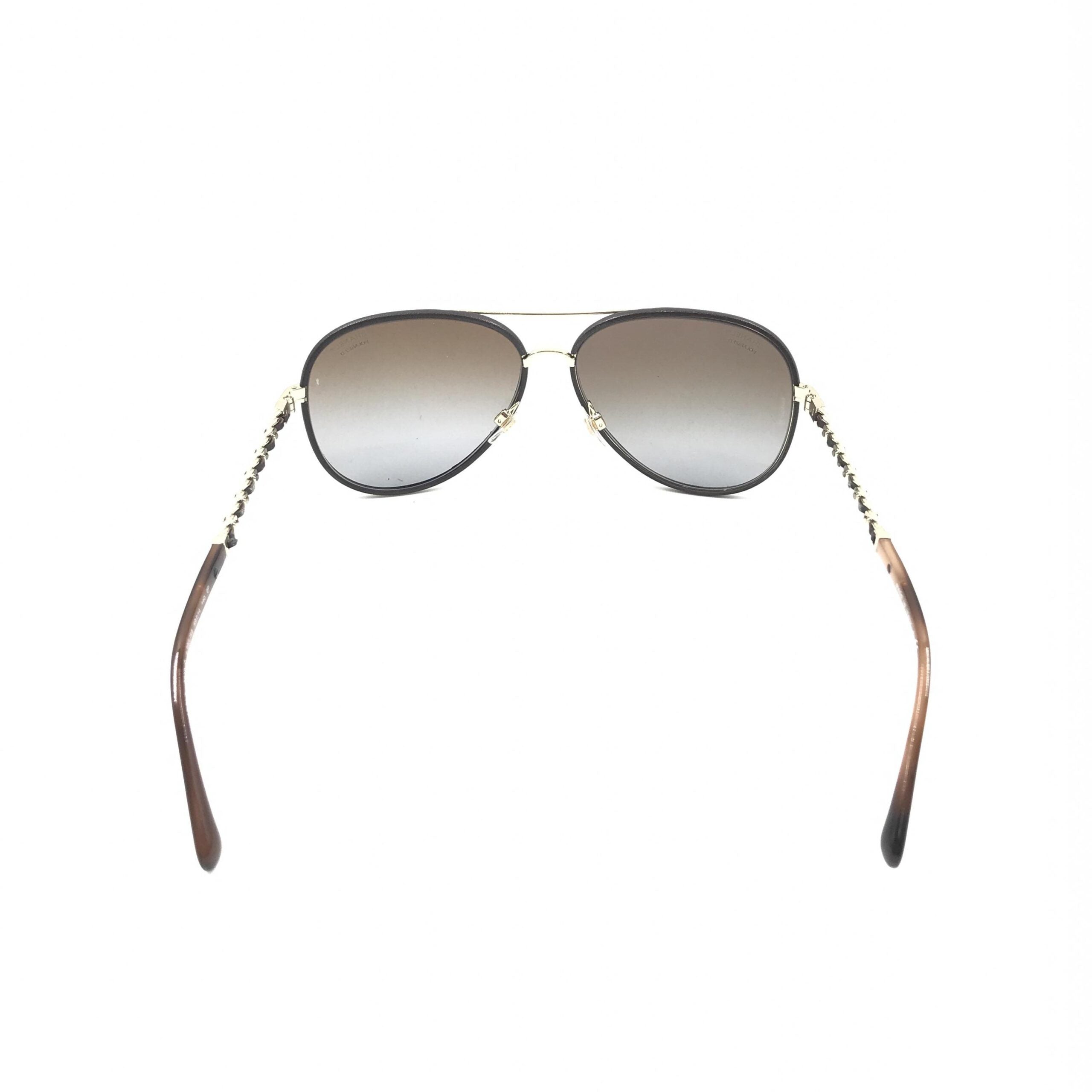 Chanel Gold And Black Polarized Aviator Women's Sunglasses (Pre-Owned)