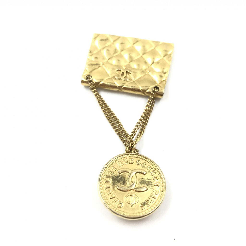 Chanel Gold Plated Bag Motif Women's Brooch (Pre-Owned)