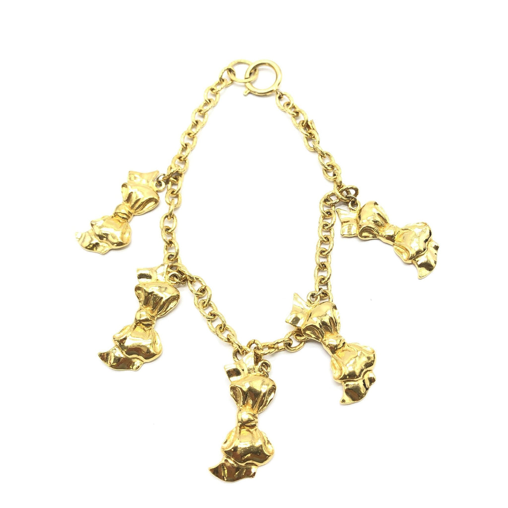 Chanel Gold Plated Chain Necklace With Bow Women's Charms (Pre-Owned)