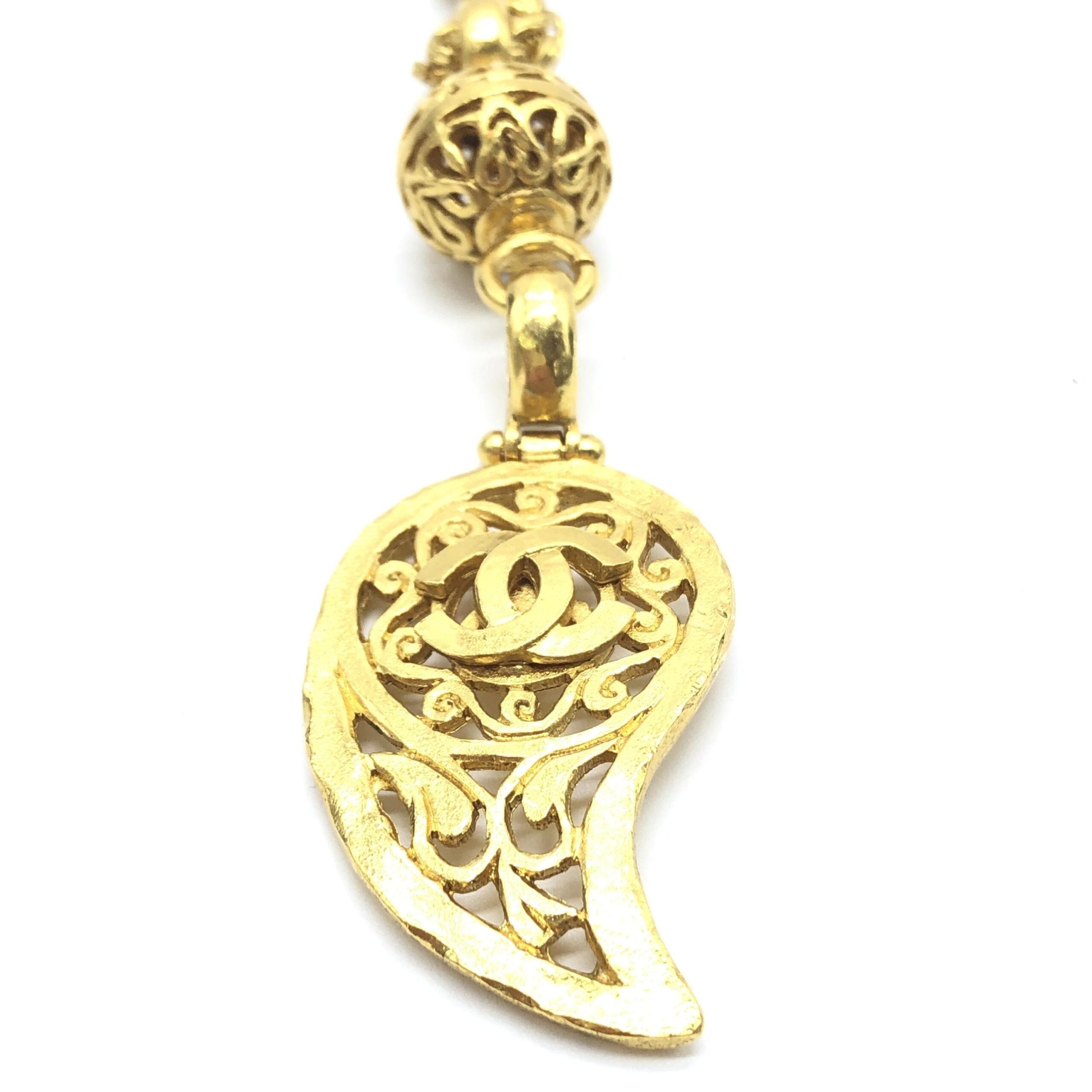 Chanel Gold Plated Coco Mark Women's Necklace (Pre-Owned)