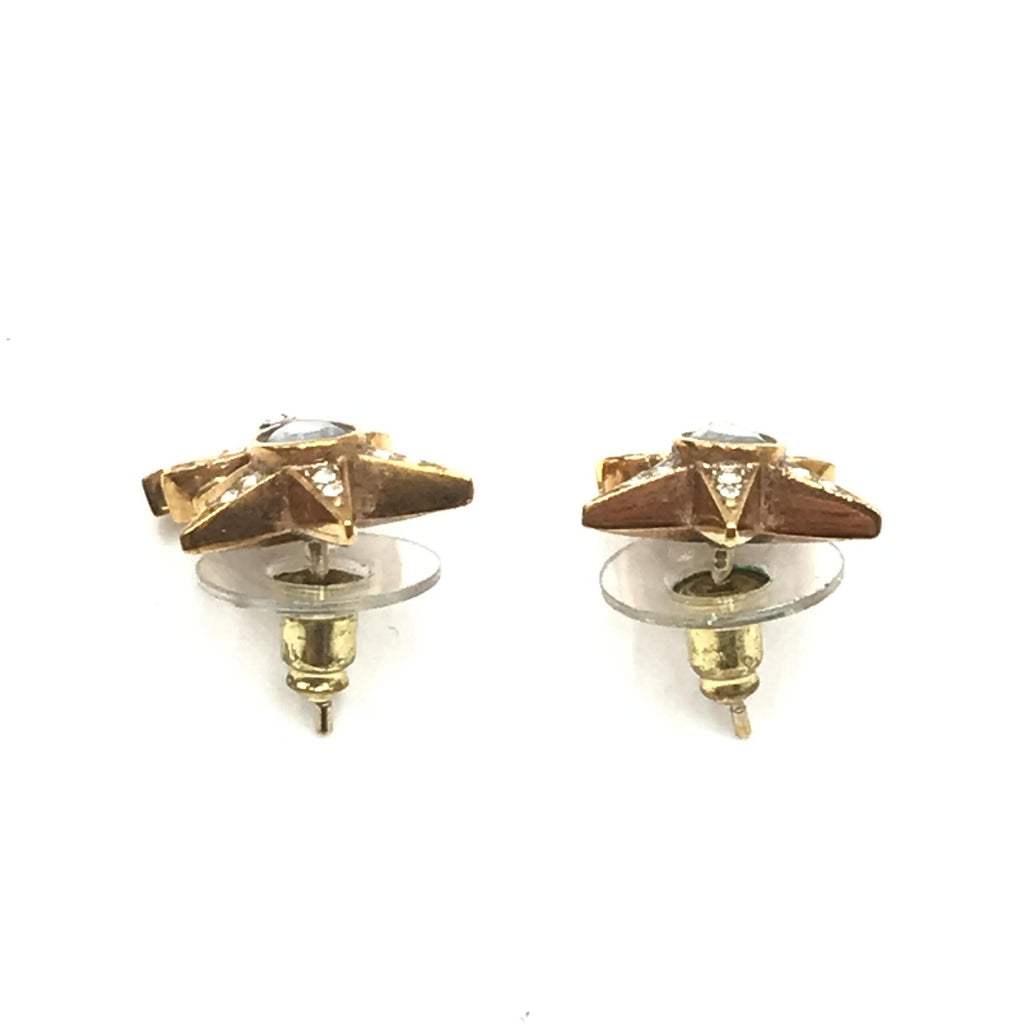 Chanel Gold Plated Star Coco Mark Earrings With Women's Rhinestones (Pre-Owned)
