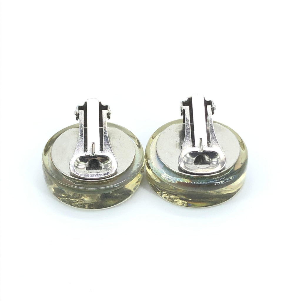 Chanel Vintage Holographic Logo Clip-On Women's Earrings (Pre-Owned)