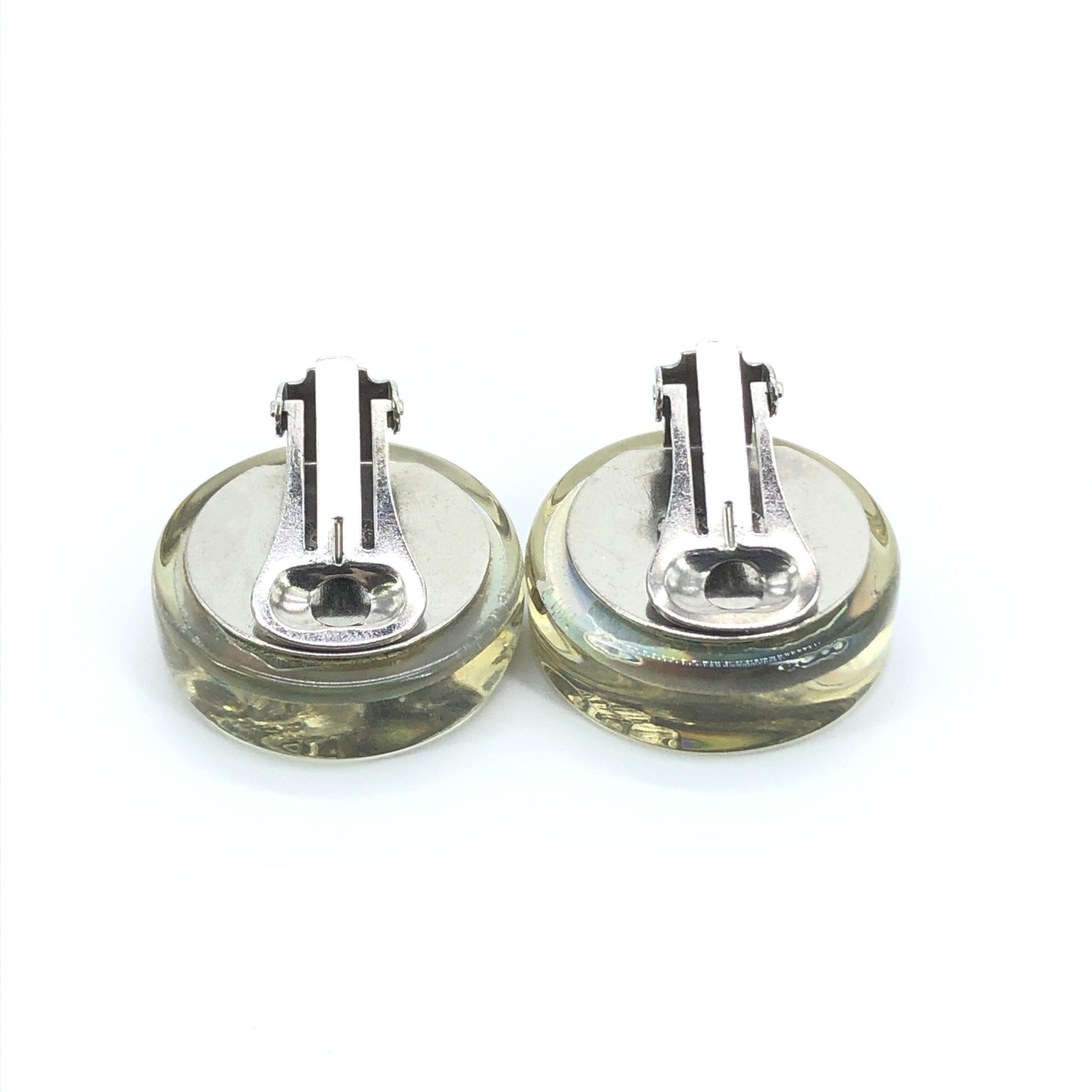 Chanel Vintage Holographic Logo Clip-On Women's Earrings (Pre-Owned)