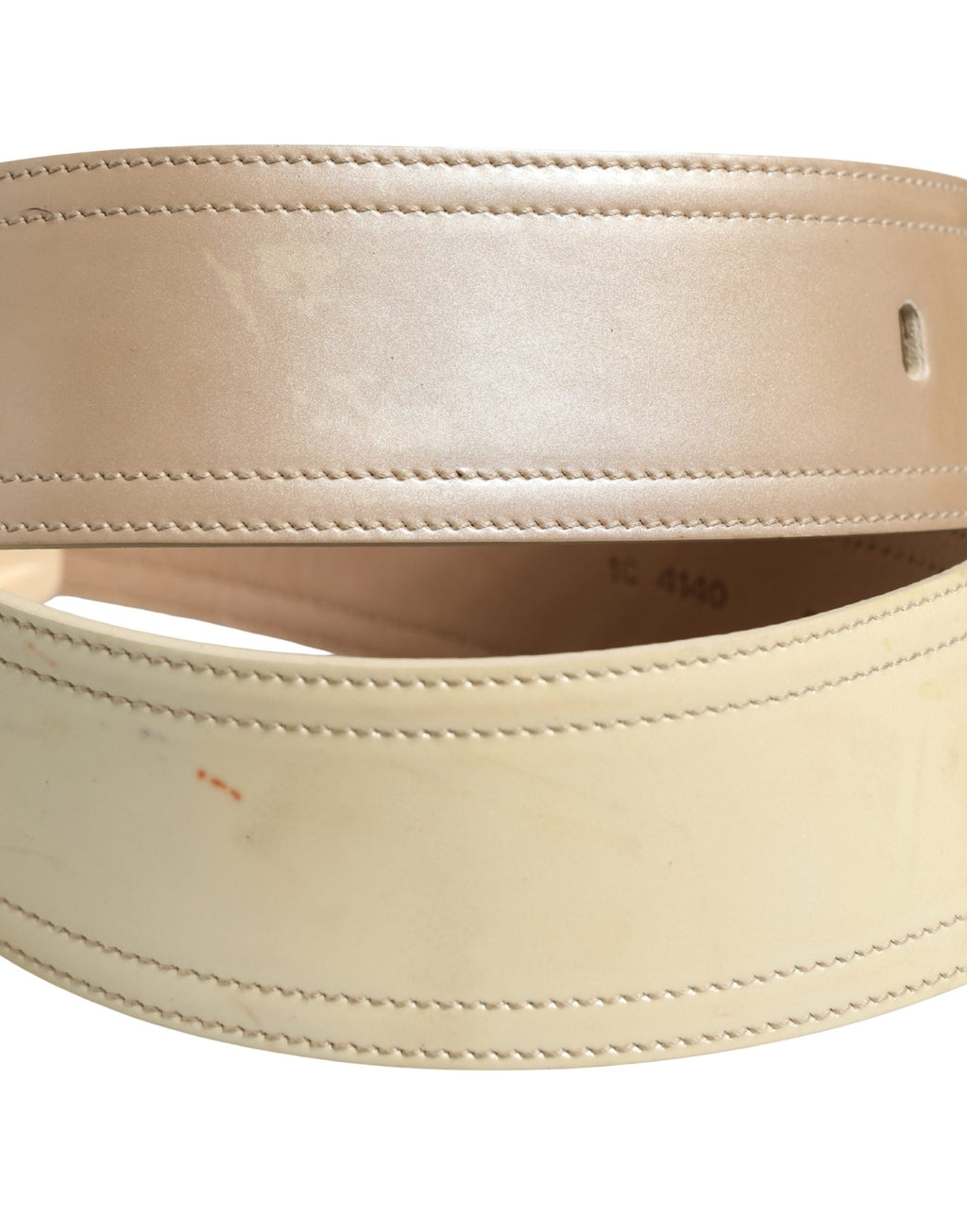 Prada Beige Leather Logo Wide Waist Women Square Buckle Women's Belt (Pre-Owned)