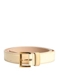 Prada Beige Leather Logo Waist Women Gold Metal Buckle Women's Belt (Pre-Owned)
