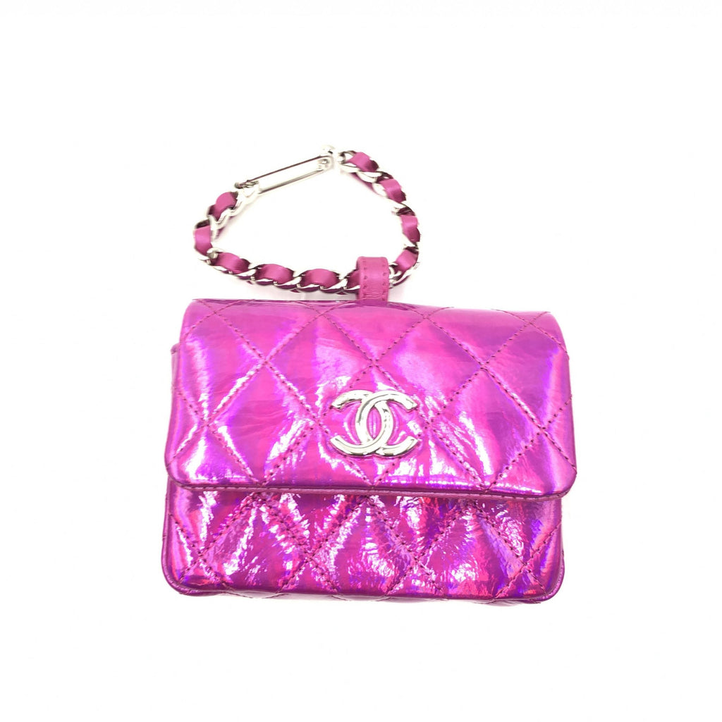 Chanel Iridescent Pink Quilted Leather Women's Pouch (Pre-Owned)