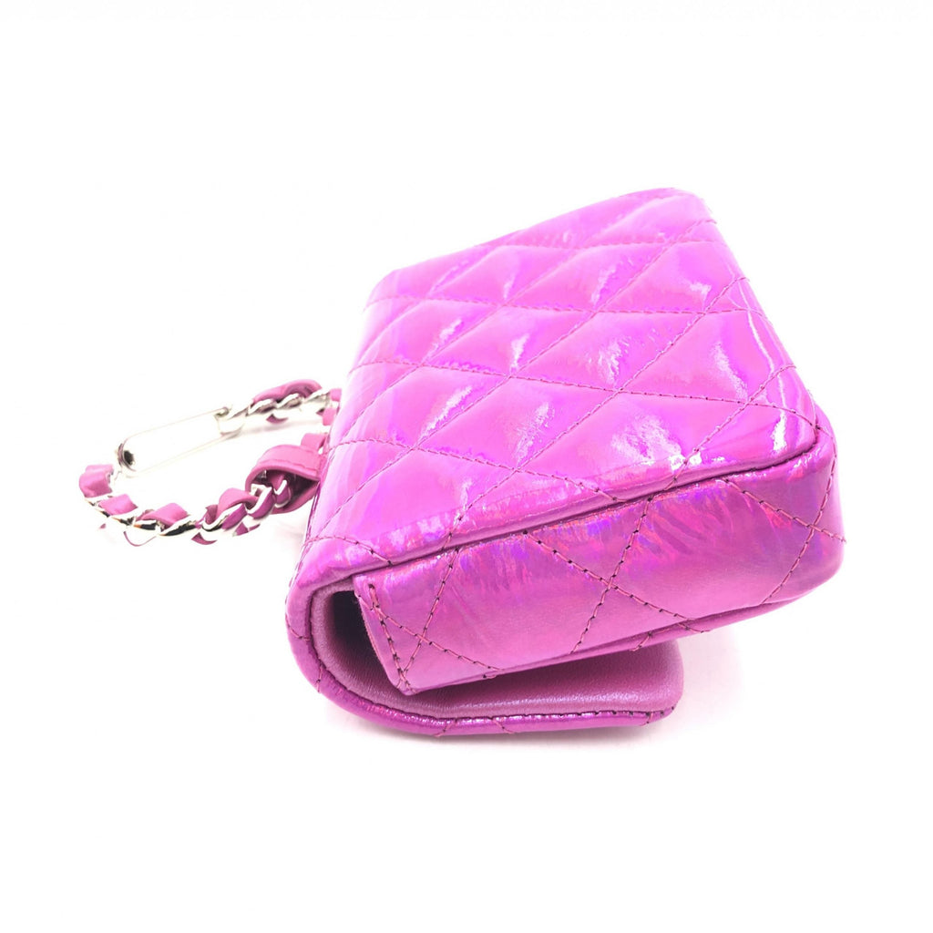 Chanel Iridescent Pink Quilted Leather Women's Pouch (Pre-Owned)