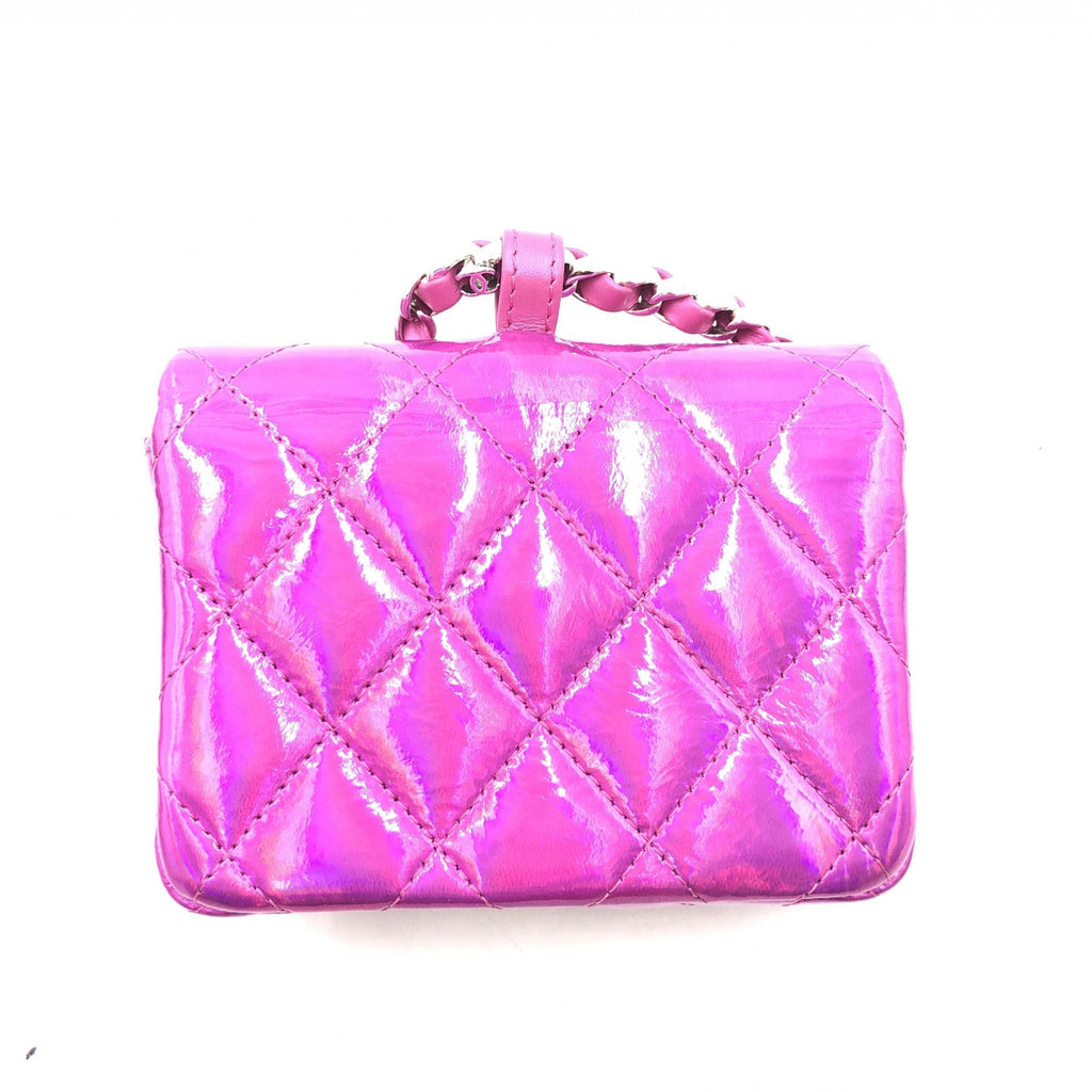 Chanel Iridescent Pink Quilted Leather Women's Pouch (Pre-Owned)