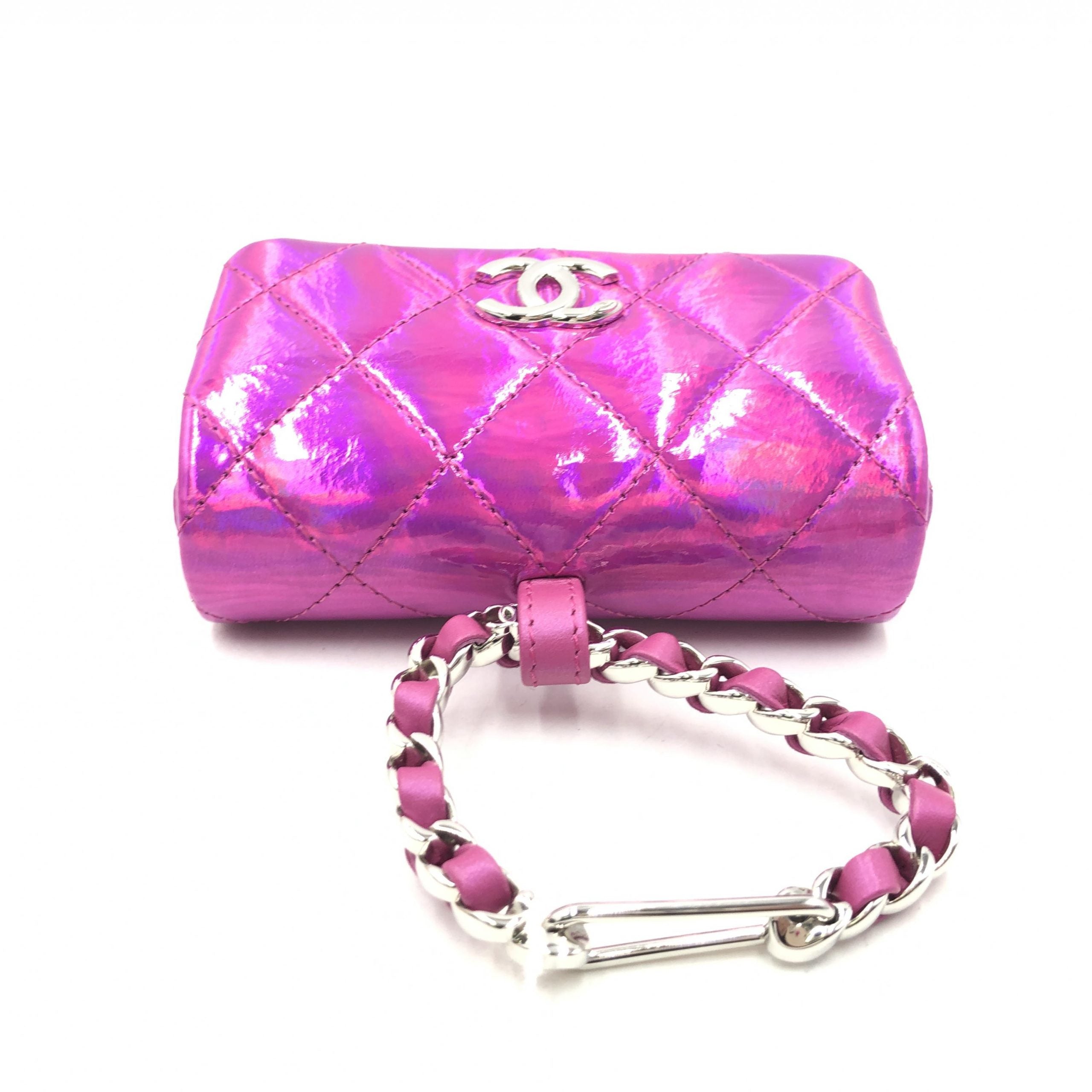 Chanel Iridescent Pink Quilted Leather Women's Pouch (Pre-Owned)