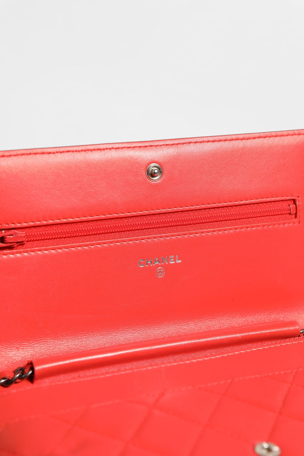 Chanel Chanel Boy Wallet on Chain Red Women's Lambskin (Pre-Owned)