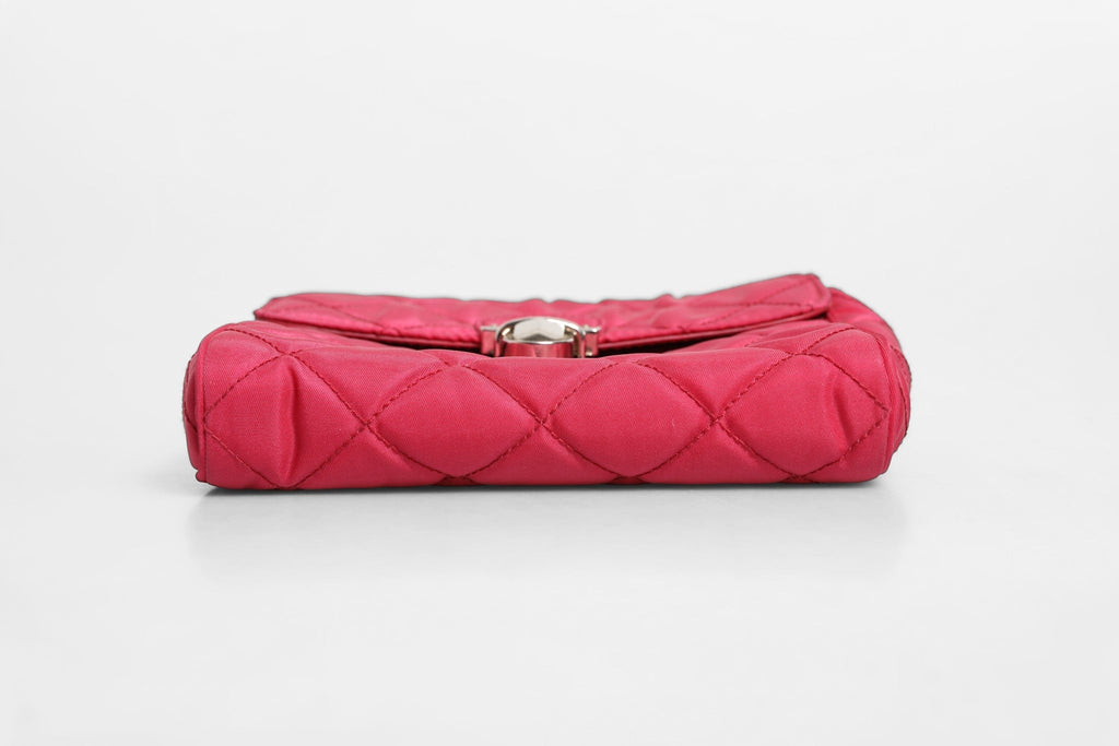 Prada Prada Pink Quilted Tessuto Impuntu Nylon Flap Crossbody Women's Bag (Pre-Owned)