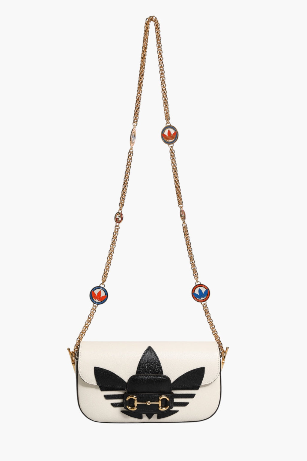 Gucci Gucci x Adidas Horsebit 1955  White Black Calfskin Leather Shoulder Women's Bag (Pre-Owned)
