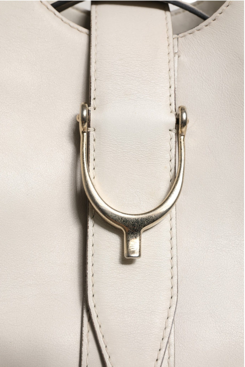 Gucci White Leather Stirrup Top Handle Women's Bag (Pre-Owned)