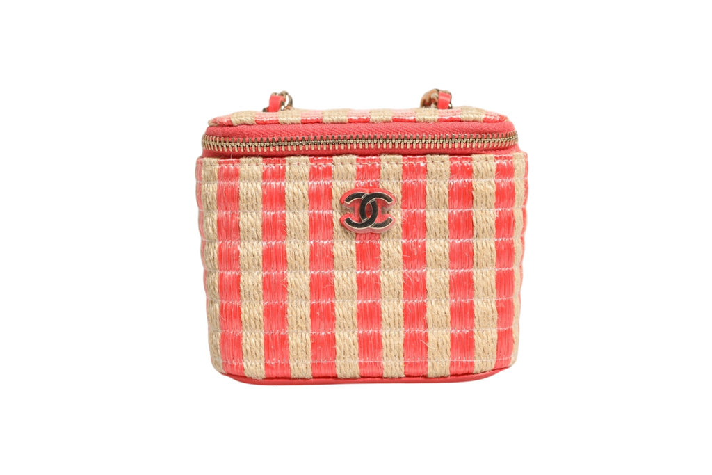 Chanel Raffia Jute Striped Mini Vanity Women's Case (Pre-Owned)