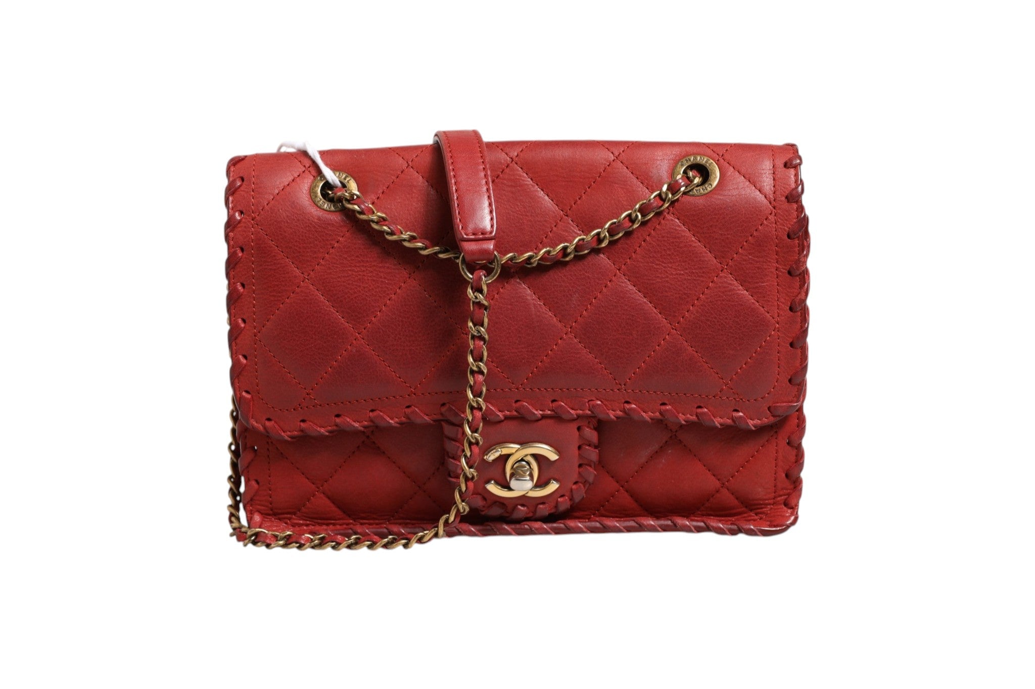 Chanel Mini Flap Bag Lambskin Braided Calfskin Gold Tone Women's Metal (Pre-Owned)