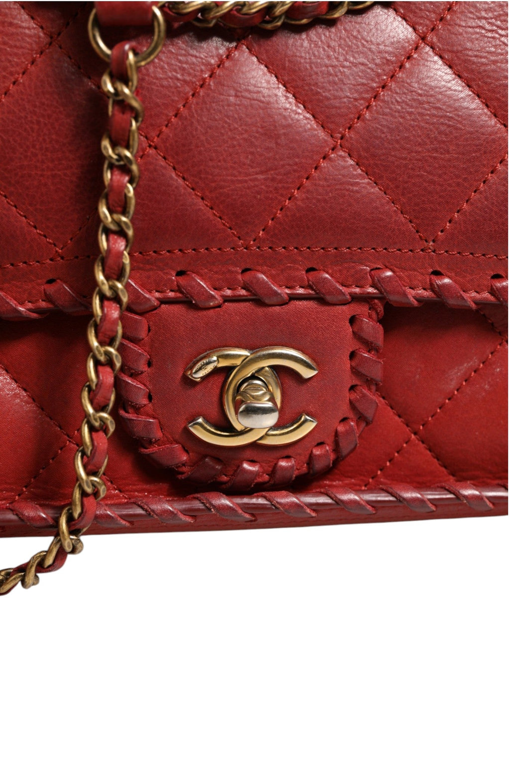 Chanel Mini Flap Bag Lambskin Braided Calfskin Gold Tone Women's Metal (Pre-Owned)